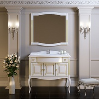 Мебель для ванной Opadiris Лаура 100 белая с бежевой патиной