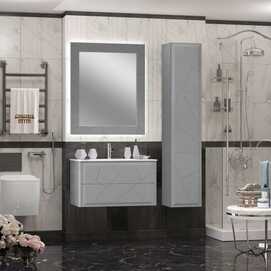 Мебель для ванной Opadiris Луиджи 91 см подвесная, 2 ящика, серая матовая