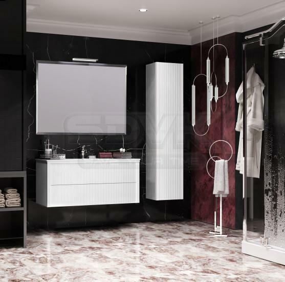 Фото Мебель для ванной Opadiris Рубинно 121 см подвесная, 2 ящика, белая глянцевая