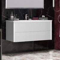 Фото Мебель для ванной Opadiris Рубинно 121 см подвесная, 2 ящика, белая глянцевая 5