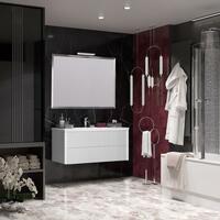 Фото Мебель для ванной Opadiris Рубинно 121 см подвесная, 2 ящика, белая глянцевая 3