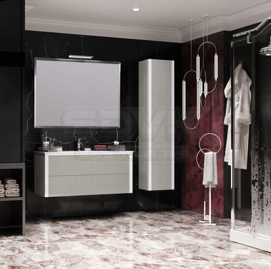 Фото Мебель для ванной Opadiris Рубинно 121 см подвесная, 2 ящика, серая глянцевая