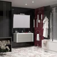 Фото Мебель для ванной Opadiris Рубинно 121 см подвесная, 2 ящика, серая глянцевая 3