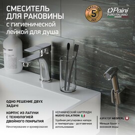 Смеситель для раковины с гигиеническим душем Paini Garda 76CR205/574