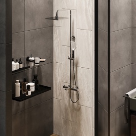 Душевая стойка Paini Nove 09CR687THQ250F3Q80 хром, с изливом и термостатом