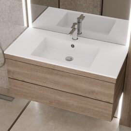 Фото Раковина из литьевого мрамора Paola Nero 1000 ST-W 100x48 см белая матовая