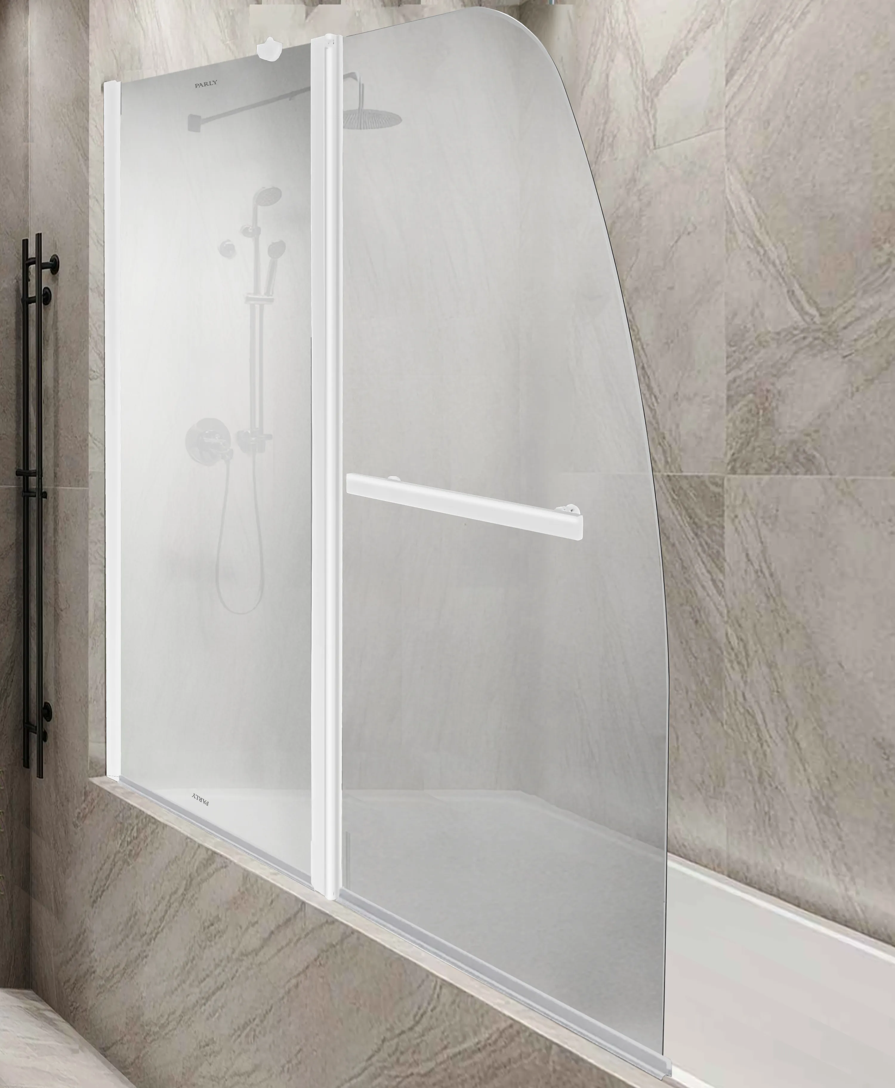 Шторка на ванну Parly 120х130 F03F стекло матовое профиль белый 12490₽