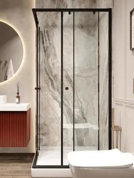 Душевой уголок Parly 80x80 ZQ81B стекло прозрачное, профиль черный, с поддоном