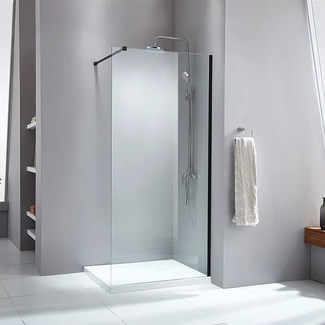 Душевая перегородка Parly Walk In 100х190 T100B стекло прозрачное профиль черный 11500₽