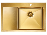 Мойка для кухни нержавеющая Paulmark AISI201 Atlan l PM217851-BGR брашированное золото правая 78 см