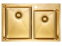 Мойка для кухни нержавеющая Paulmark AISI201 Helfer PM237851-BG брашированное золото 78 см