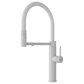 Смеситель для кухни Paulmark Ganymede Ga213199-WH белый матовый, под фильтр с гибким изливом и переключением струя/душ