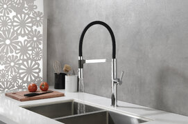 Фото Смеситель для кухни Paulmark Leader Le214101-CR хром, с гибким изливом и переключением струя/душ,