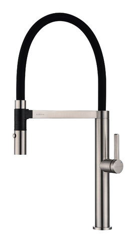 Смеситель для кухни Paulmark Leader Le214101-BS брашированная сталь, с гибким изливом и переключением струя/душ,