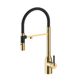 Смеситель для кухни Paulmark Magneto One Ma213188-LG светлое золото, с гибким изливом и переключением струя/душ
