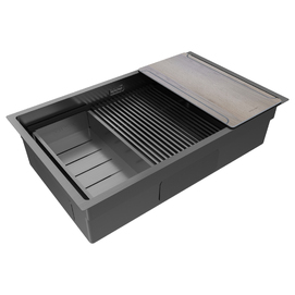 Кухонная мойка Paulmark NEXT-MULTI SINK 74-L UNI 74x45 PM787445-L-GM вороненая сталь