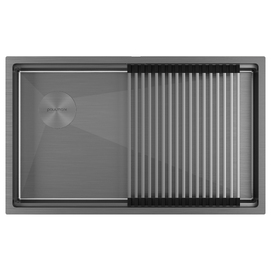 Кухонная мойка Paulmark NEXT-PRO 74-L UNI PM707445-L-GM вороненая сталь