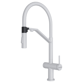 Смеситель для кухни Paulmark Zender Ze213155-WH белый матовый, под фильтр с гибким изливом и переключением струя/душ