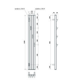 Фото Полотенцесушитель электрический Point Пиано 15х120 PN19722WB диммер слева, белый, черный
