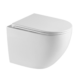 Унитаз подвесной Point Сатурн PN41901 безободковый, быстросъемное тонкое сиденье с микролифтом, белый