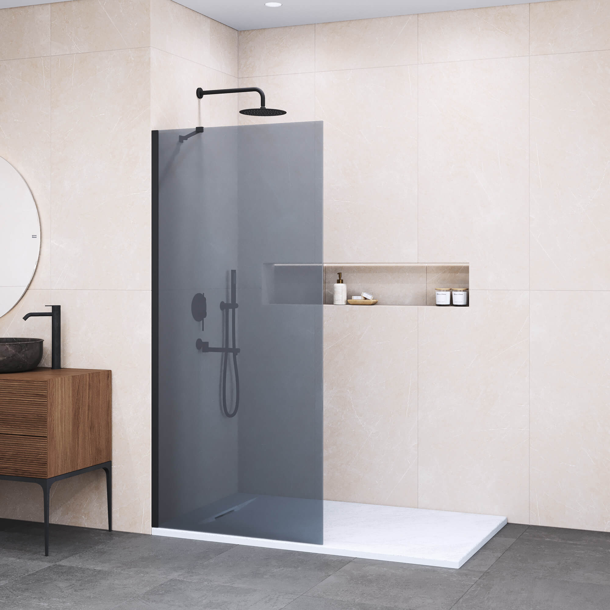 Душевая перегородка Walk-In RGW 90x195 WA-110B стекло тонированное профиль черный 27006₽