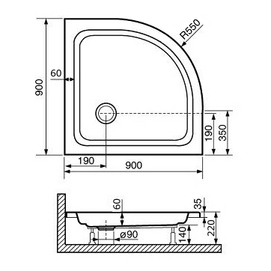 Фото Душевой поддон акриловый RGW Acryl STYLE P 90x90
