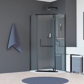 Душевой уголок RGW Hotel 80х80 HO-081B стекло прозрачное, профиль черный матовый (350608188-14)