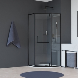 Душевой уголок RGW Hotel HO-084B 100х100 стекло прозрачное, профиль черный (350608400-14)