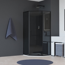 Душевой уголок RGW Hotel HO-084B 90х90 стекло тонированное, профиль черный матовый (350608499-34)