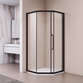 Фото Душевой уголок RGW Passage 100x100 PA-86B стекло сатин, профиль черный матовый (38088600-24N)