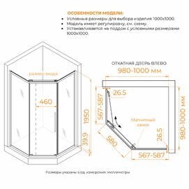 Фото Душевой уголок RGW Passage 100x100 PA-86B стекло сатин, профиль черный матовый (38088600-24N)