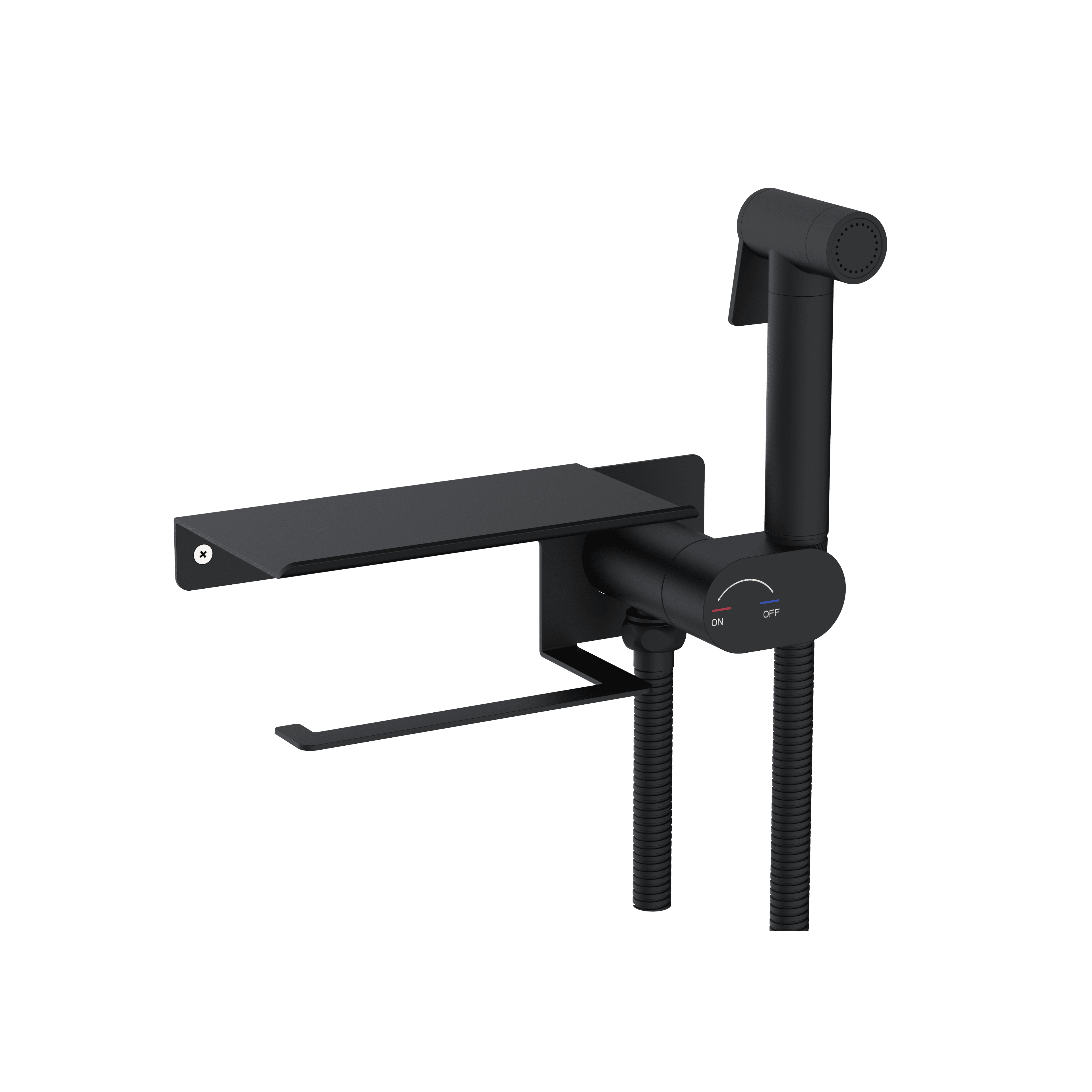 Гигиенический душ со смесителем для унитаза RGW Shower Panels SP-221B 581408221-04 черный с полкой и бумагодержателем 7308₽