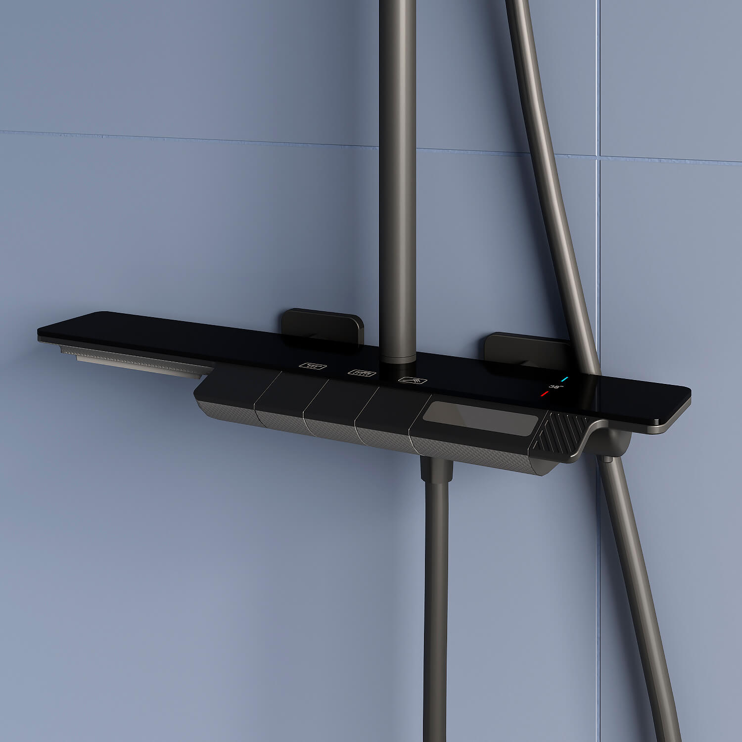 Душевая стойка RGW Shower Panels SP-34-B с термостатом и изливом, черная, цвет черный 51140134-04 - фото 6