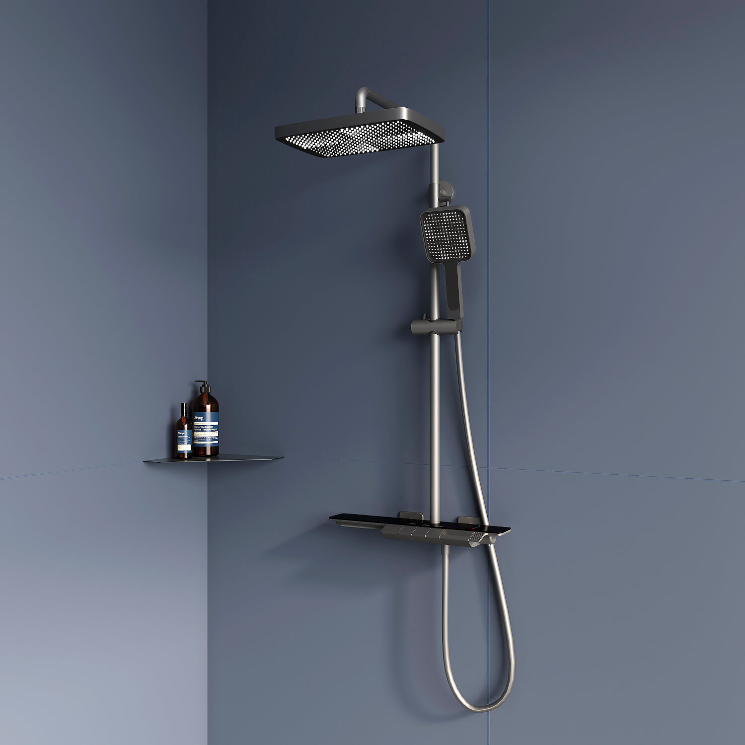Душевая стойка RGW Shower Panels SP-34-Gr с термостатом и изливом, серая, цвет серый