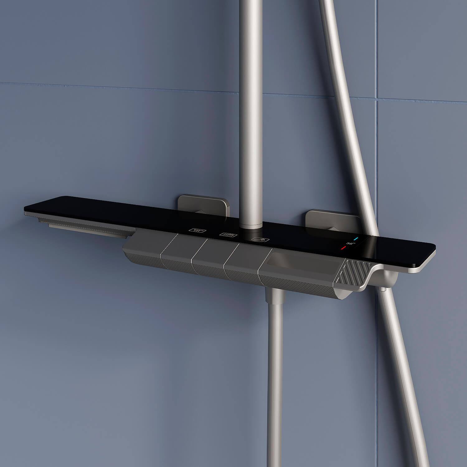 Душевая стойка RGW Shower Panels SP-34-Gr с термостатом и изливом, серая, цвет серый 51140134-11 - фото 6