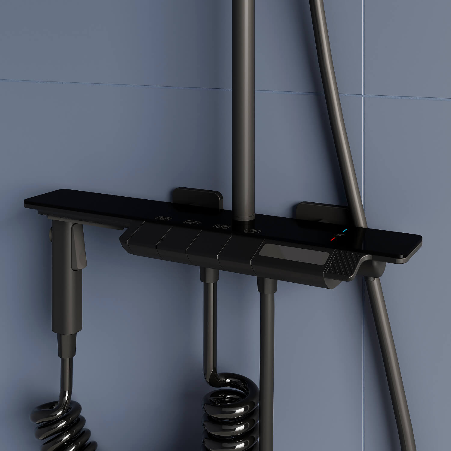 Душевая стойка RGW Shower Panels SP-35-B с термостатом и изливом, черная, цвет черный 51140135-04 - фото 5