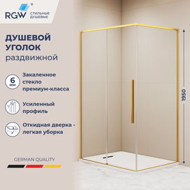 Душевой уголок RGW Stilvoll 80x100 32324280-16 стекло прозрачное, профиль золото