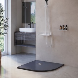 Фото Душевой поддон из искусственного камня RGW Stone Tray ST/R-0099G 90x90 графит
