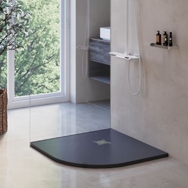 Фото Душевой поддон из искусственного камня RGW Stone Tray ST/R-0099G 90x90 графит