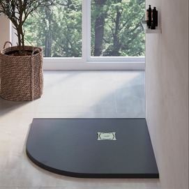 Фото Душевой поддон из искусственного камня RGW Stone Tray ST/R-0099G 90x90 графит