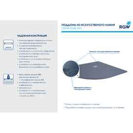 Фото Душевой поддон из искусственного камня RGW Stone Tray ST/R-0099G 90x90 графит