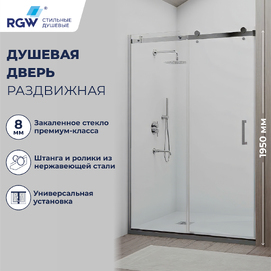Душевая дверь в нишу RGW TO-14 170x195 стекло прозрачное, профиль хром