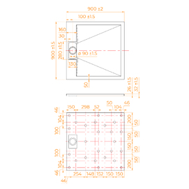 Фото Душевой поддон из стеклопластика RGW TUS-Be 90x90 55370199-03 бежевый, слоновая кость