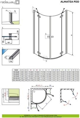 Фото Душевой уголок Radaway Almatea PDD 80x80 30512-01-05N стекло тонированное, профиль хром, без поддона