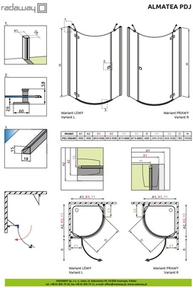 Фото Душевой уголок Radaway Almatea PDJ 90x90 L 30602-01-01N стекло прозрачное, профиль хром, без поддона