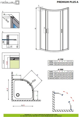Фото Душевой уголок Radaway Premium Plus A190 100x100 30423-01-01N стекло прозрачное, профиль хром, без поддона