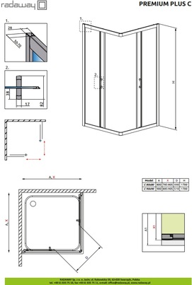 Фото Душевой уголок Radaway Premium Plus C190 90x90 30453-01-01N стекло прозрачное, профиль хром, без поддона