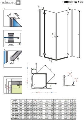 Фото Душевой уголок Radaway Torrenta KDD L 90x75 32282-01-01NL стекло прозрачное, профиль хром