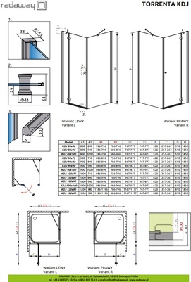 Фото Душевой уголок Radaway Torrenta KDJ 90 L 90x90 32202-01-01NL стекло прозрачное, профиль хром