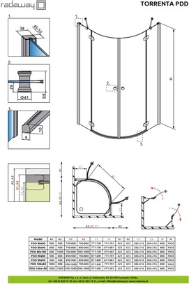 Фото Душевой уголок Radaway Torrenta PDD 80x80 31610-01-05N стекло тонированное, профиль хром, без поддона